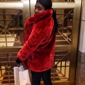 Ruby Red Faux Fur Coat